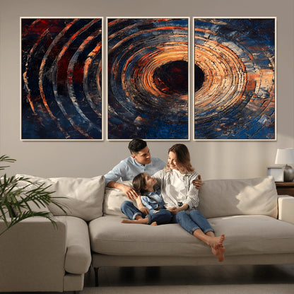 10017879-MGV-FC-60X30-3P_Natural-Wood Tree Ring Wall Art Canvas Print, Framed Natural Wood Art Picture Print, Rustic Tree Slice Perfect Rustic Decor Artwork