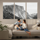 39393420-MGV-CV-36X24-El Capitan Wall Art Canvas Print, Framed Yosemite Cliff Art Picture Print, Monochrome Mountain Perfect Monochrome Sierra Decor