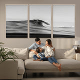 24029476-MGV-CV-36X24-Black Wave Wall Art Canvas Print, Framed Abstract Surf Art Picture Print, Minimalist Ocean Perfect Minimalist Coastal Decor