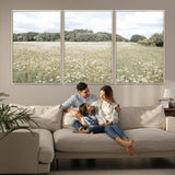 43258946-MGV-FC-60X30-3P_Natural-Daisy Field Wall Art Canvas Print, Framed Pastel Flower Art Picture Print, Meadow Bloom Perfect Scandinavian Minimalist Decor