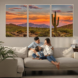 25332783-MGV-CV-36X24-Saguaro Cactus Wall Art Canvas Print, Framed Arizona Sunset Art Picture Print, Sonoran Desert Perfect Southwestern Boho Decor