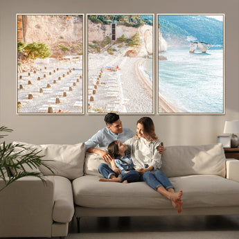 84816639-MGV-CV-36X24-Mediterranean Beach Wall Art Canvas Print, Framed Airy Coastal Art Picture Print, Summer Shore Perfect Coastal Retreat Decor