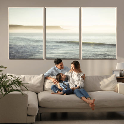 39310633-MGV-CV-36X24-Coastal Cliffs Wall Art Canvas Print, Framed Misty Ocean Art Picture Print, Morning Light Perfect Minimalistic Coastal Decor