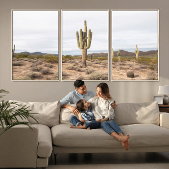 96147924-MGV-CV-36X24-Saguaro Cactus Wall Art Canvas Print, Framed Desert Cactus Art Picture Print, Earthy Desert Perfect Southwestern Boho Decor