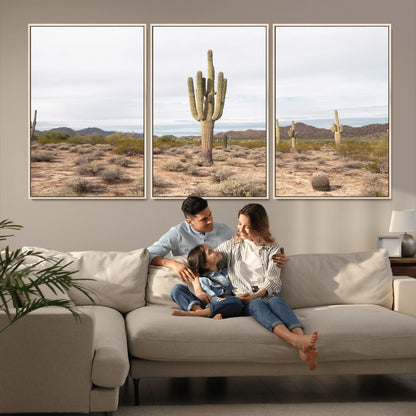 96147924-MGV-CV-36X24-Saguaro Cactus Wall Art Canvas Print, Framed Desert Cactus Art Picture Print, Earthy Desert Perfect Southwestern Boho Decor