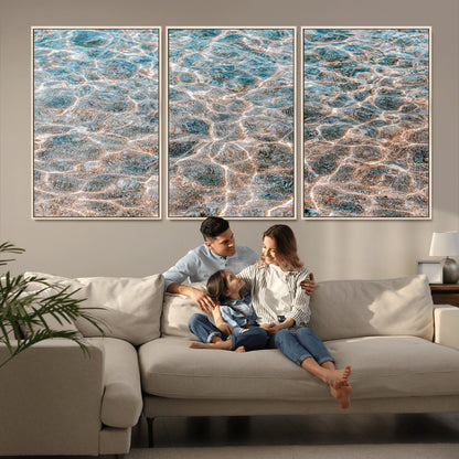 26580287-MGV-CV-36X24-Clear Water Wall Art Canvas Print, Framed Sunlit Ripples Art Picture Print, Ocean Texture Perfect Modern Coastal Decor Artwork