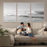 98634812-MGV-CV-36X24-Black and White Ocean Waves Wall Art – Minimalist Sea Canvas Print, Coastal Photography Decor for Living Room, Bedroom or Office