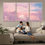 22874890-MGV-CV-36X24-Pastel Sky Wall Art Canvas Print, Framed Dreamy Cloudscape Art Picture Print, Sunset Glow Perfect Minimalist Serenity Decor