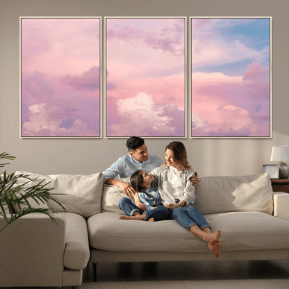 22874890-MGV-CV-36X24-Pastel Sky Wall Art Canvas Print, Framed Dreamy Cloudscape Art Picture Print, Sunset Glow Perfect Minimalist Serenity Decor