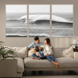 42544082-MGV-CV-36X24-Monochrome Seascape Wall Art Canvas Print, Framed Surf Wave Art Picture Print, Minimalist Ocean Perfect Moody Coastal Decor