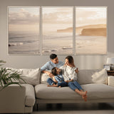 57669769-MGV-CV-36X24-Misty Coastal Wall Art Canvas Print, Framed Golden Sunset Art Picture Print, Serene Shoreline Perfect Tranquil Coastal Decor