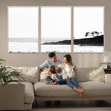 40875891-MGV-FC-60X30-3P_Natural-SurferCliffs Wall Art Canvas Print, Framed Black White Beach Art Picture Print, Ocean Waves Perfect Minimalist Coastal Decor