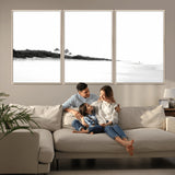 29611516-MGV-FC-60X30-3P_Natural-Black White Beach Wall Art Canvas Print, Framed Palm Trees Art Picture Print, Monochrome Tropical Perfect Minimalist Coastal Decor