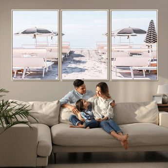 67623952-MGV-FC-60X30-3P_Natural-Minimalist Beach Wall Art Canvas Print, Framed Pastel Sand Art Picture Print, Beach Aesthetic Perfect Coastal Minimalist Decor