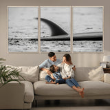 62314230-MGV-CV-36X24-Black White Surfboard Wall Art Canvas Print, Framed Minimalist Beach Art Picture Print, Surf Fin Perfect Minimalist Coastal Decor