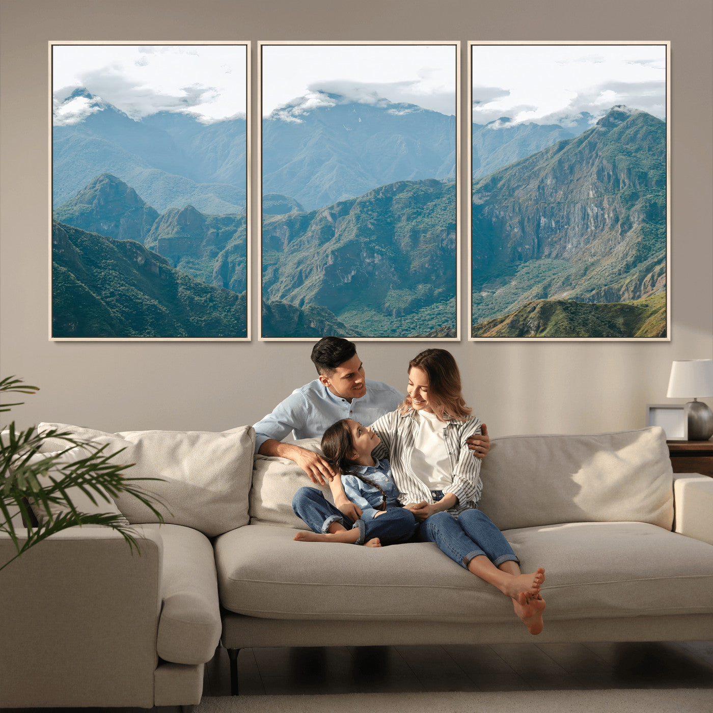 79393816-MGV-CV-36X24-Misty Mountain Wall Art Canvas Print, Framed Cloudy Andean Art Picture Print, Rugged Mountain Perfect Rustic Nature Decor Artwork