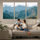 79393816-MGV-CV-36X24-Misty Mountain Wall Art Canvas Print, Framed Cloudy Andean Art Picture Print, Rugged Mountain Perfect Rustic Nature Decor Artwork