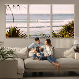 23287092-MGV-CV-36X24-Ocean Surfer Wall Art Canvas Print, Framed Coastal Surf Art Picture Print, Tropical Beach Perfect Tropical Coastal Decor Artwork