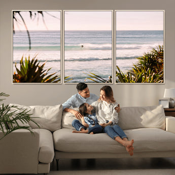 23287092-MGV-CV-36X24-Ocean Surfer Wall Art Canvas Print, Framed Coastal Surf Art Picture Print, Tropical Beach Perfect Tropical Coastal Decor Artwork