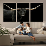 99448328-MGV-CV-36X24-Longhorn Cattle Wall Art Canvas Print, Framed Texas Ranch Art Picture Print, Western Cow Perfect Farmhouse Decor Artwork