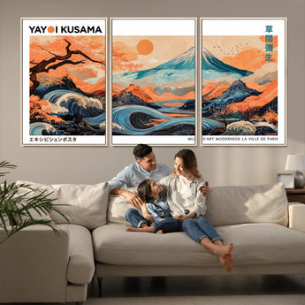 88785870-MGV-CV-36X24-Japanese Great Wave & Mt Fuji Wall Art – Ukiyo e Style Landscape Print with Flowing River, Autumn Mountain Poster, Oriental Asian
