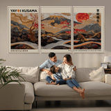 77970791-MGV-CV-36X24-Mount Fuji Golden Abstract Wall Art – Japanese Landscape Canvas Poster, Cherry Blossom & Red Sun Painting, Elegant Zen Oriental