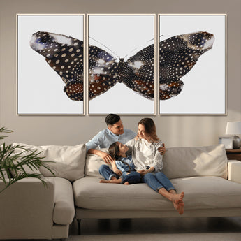 99831147-MGV-CV-36X24-Spotted Butterfly Wall Art Canvas Print, Framed Neutral Insect Theme Art Picture Print, Earthy Wing Pattern Perfect Modern Rustic