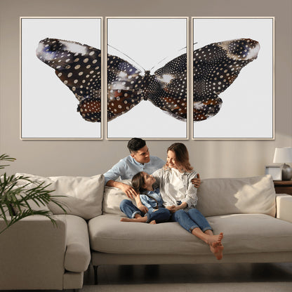 99831147-MGV-CV-36X24-Spotted Butterfly Wall Art Canvas Print, Framed Neutral Insect Theme Art Picture Print, Earthy Wing Pattern Perfect Modern Rustic