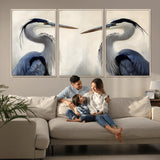 18230556-MGV-CV-36X24-Blue Heron Pair Wall Art Canvas Print, Framed Coastal Bird Theme Art Picture Print, Tranquil Wildlife Scene Perfect Coastal