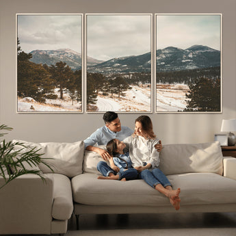 77311749-MGV-CV-36X24-Mountain Landscape Wall Art Canvas Print, Framed Snowy Peaks Art Picture Print, Alpine Aesthetic Perfect Rustic Winter Decor