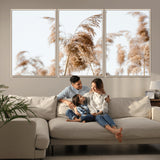 17019393-MGV-CV-36X24-Pampas Grass Wall Art Canvas Print, Framed Neutral Tones Art Picture Print, Minimalist Nature Perfect Boho Minimalist Decor