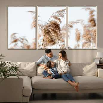 17019393-MGV-CV-36X24-Pampas Grass Wall Art Canvas Print, Framed Neutral Tones Art Picture Print, Minimalist Nature Perfect Boho Minimalist Decor