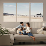 28307820-MGV-FC-60X30-3P_Natural-Minimalist Beach Wall Art Canvas Print, Framed Coastal Serenity Art Picture Print, Soft Sand Perfect Modern Coastal Decor Artwork