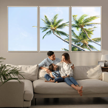 54719115-MGV-CV-36X24-Palm Trees Wall Art Canvas Print, Framed Tropical Aesthetic Art Picture Print, Coastal Serenity Perfect Tropical Minimalist Decor