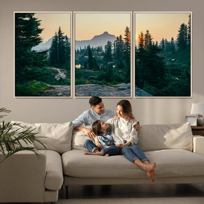 66397982-MGV-CV-36X24-Mountain Landscape Wall Art Canvas Print, Framed Forest Serenity Art Picture Print, Mountain Landscape Perfect Rustic Wilderness