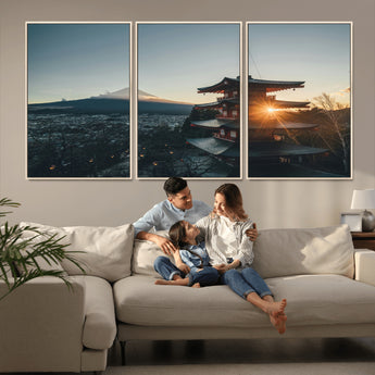 87729656-MGV-CV-36X24-Mount Fuji Wall Art Canvas Print, Framed Japan Travel Art Picture Print, Chureito Pagoda Perfect Zen Minimalism Decor Artwork