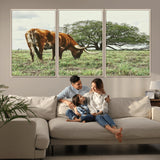 91866234-MGV-CV-36X24-Texas Longhorn Wall Art Canvas Print, Framed Rustic Ranch Art Picture Print, Western Cattle Perfect Rustic Farmhouse Decor Artwork