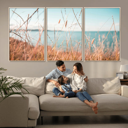 36108696-MGV-CV-36X24-Coastal Grass Wall Art – Serene Ocean View Canvas Print, Beach Nature Photography Decor for Living Room, Bedroom, Office or Modern