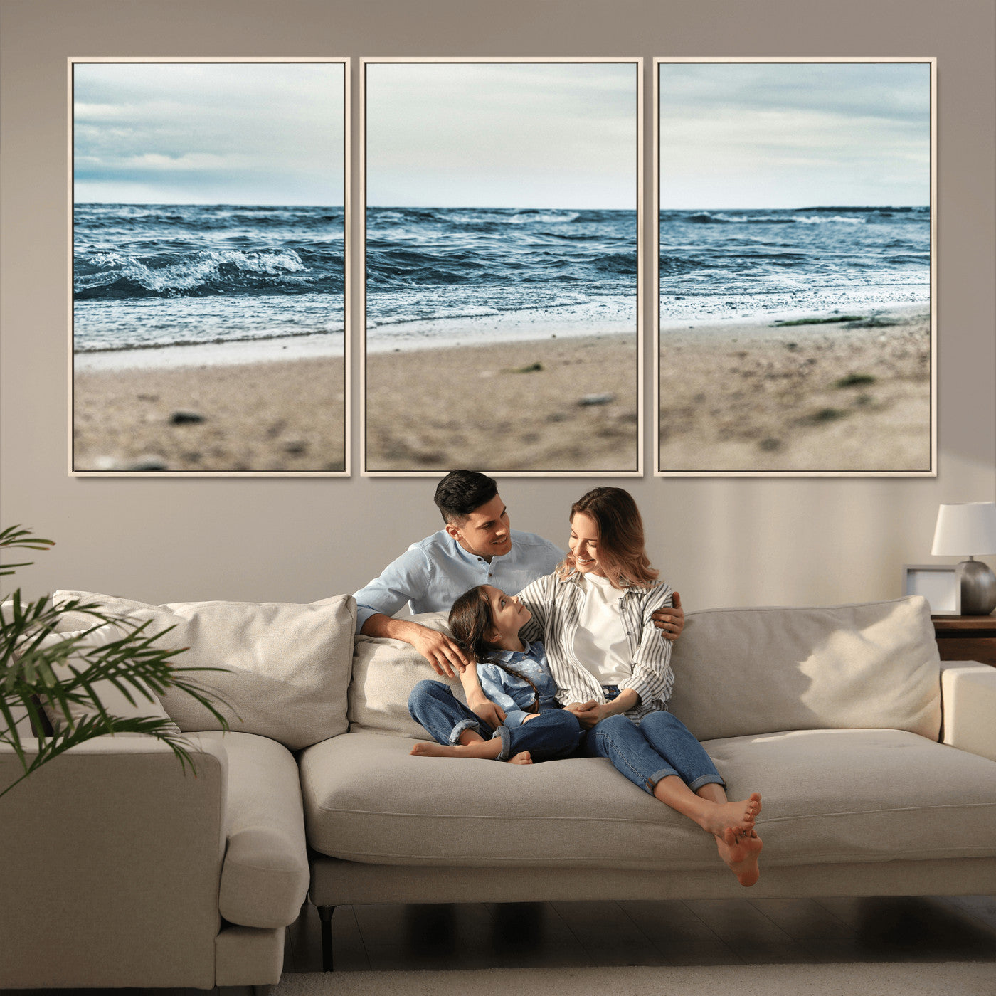 81812590-MGV-CV-36X24-Ocean Wall Art Wall Art Canvas Print, Framed Coastal Canvas Art Picture Print, Moody Seascape Perfect Coastal Minimalist Decor