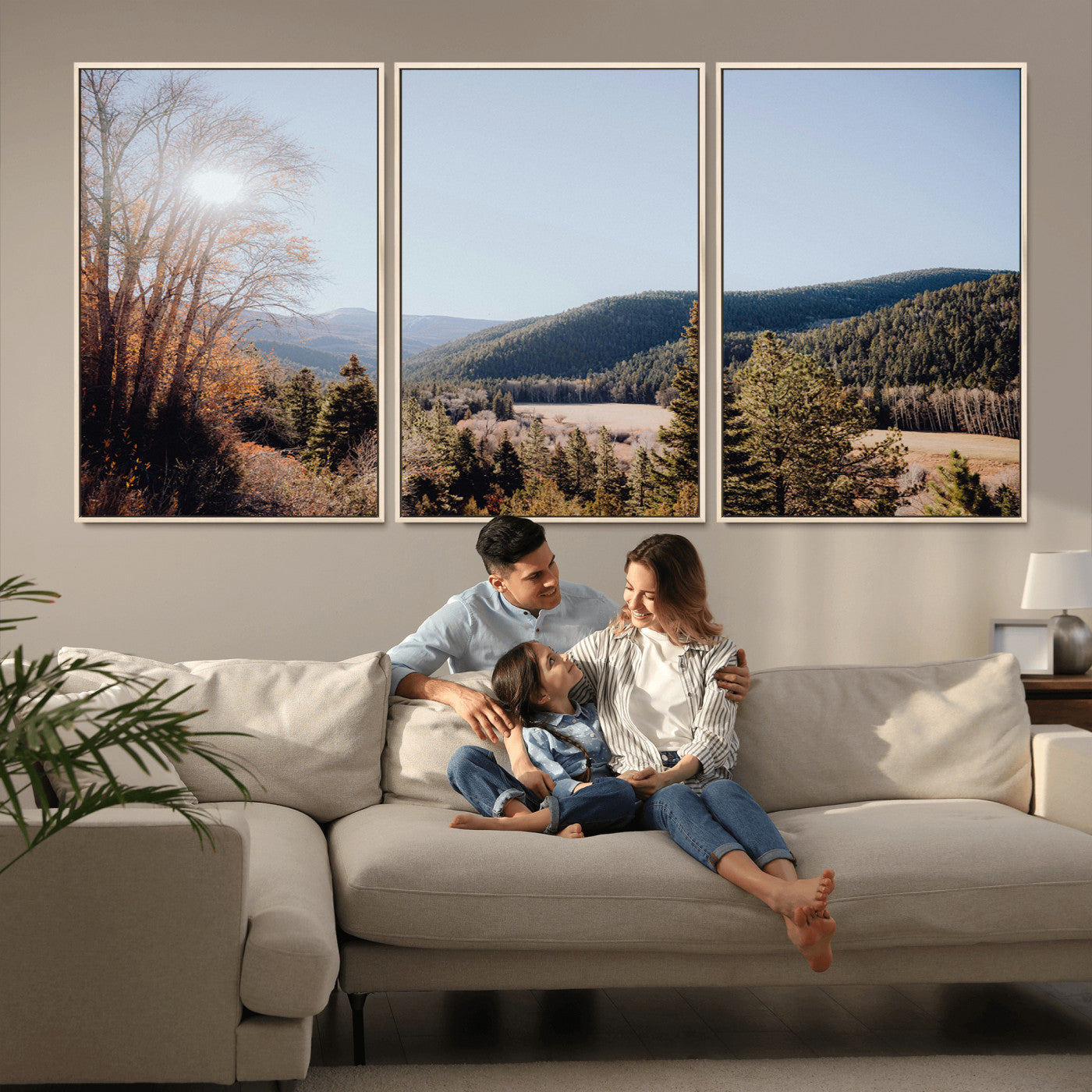 52941305-MGV-CV-36X24-Rustic Landscape Wall Art Canvas Print, Framed Serene Valley Art Picture Print, Pine Tree Horizon Perfect Rustic Cabin Decor