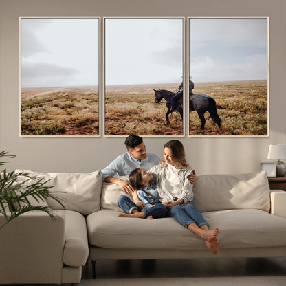 57597730-MGV-CV-36X24-Cowboy Wall Art Wall Art Canvas Print, Framed Western Canvas Art Picture Print, Rustic Ranch Scene Perfect Rustic Western Decor