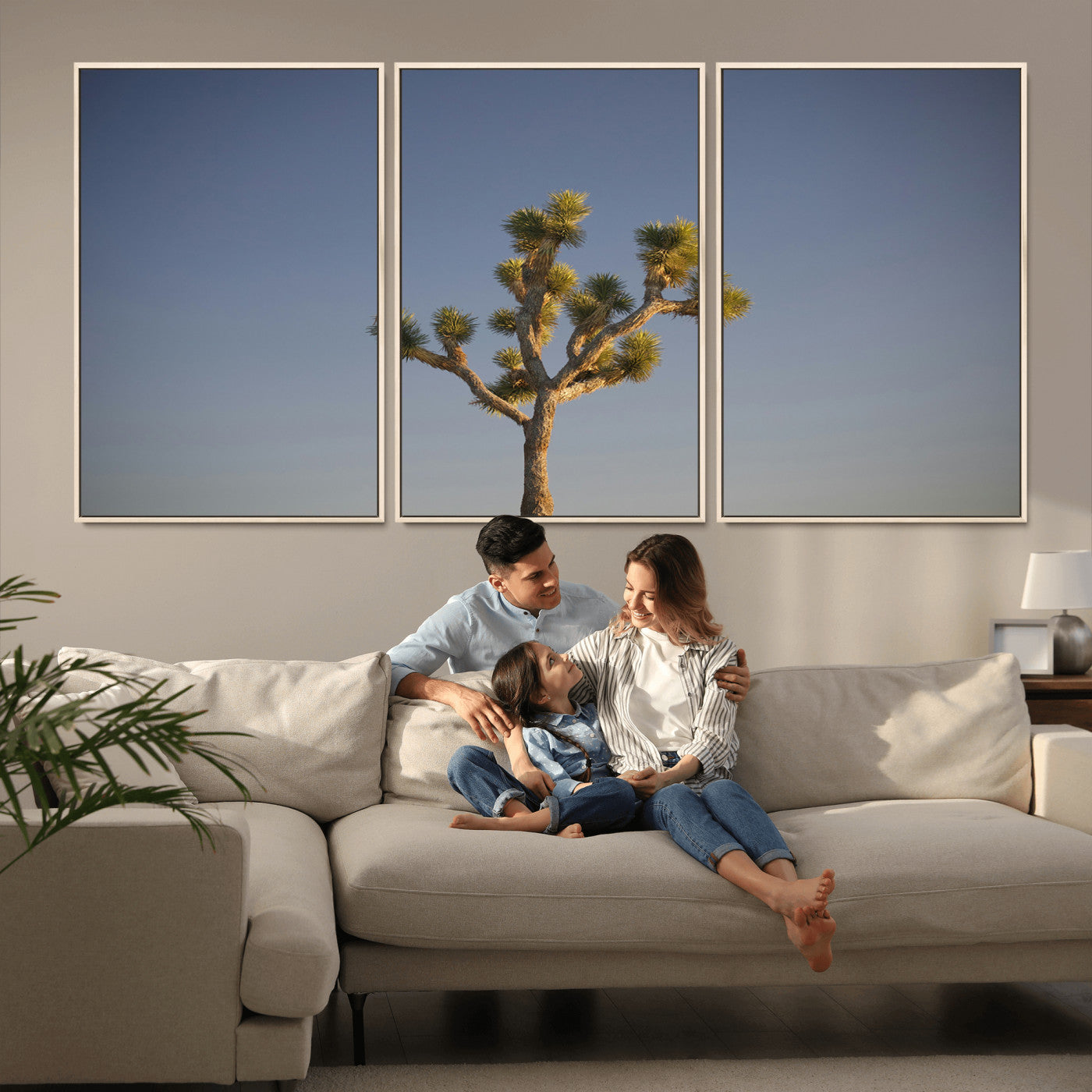 54552043-MGV-CV-36X24-Joshua Tree Art Wall Art Canvas Print, Framed Desert Landscape Art Picture Print, Southwestern Nature Perfect Southwestern Boho