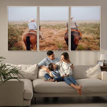 54943176-MGV-CV-36X24-Cowboy Wall Art Wall Art Canvas Print, Framed Western Canvas Art Picture Print, Rustic Ranch Scene Perfect Rustic Western Decor