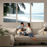 18311030-MGV-CV-36X24-Tropical Beach Wall Art Canvas Print, Framed Serene Ocean Art Picture Print, Palm Tree Shadows Perfect Tropical Coastal Decor