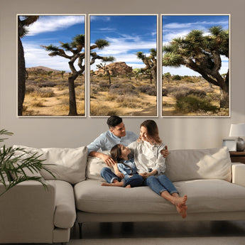 25722592-MGV-CV-36X24-Joshua Tree Desert Wall Art Canvas Print, Framed Southwestern Nature Art Picture Print, Rustic Earth Tones Perfect Southwestern