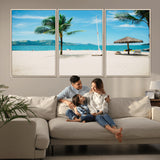 42623350-MGV-CV-36X24-Tropical Beach Wall Art Canvas Print, Framed Palm Tree Art Picture Print, Ocean View Perfect Tropical Coastal Decor Artwork