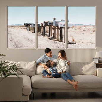 54616109-MGV-CV-36X24-Desert Mailboxes Wall Art – Rustic Rural Roadside Photography Canvas Print, American Southwest Landscape Home Decor for Living