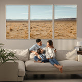 55918919-MGV-CV-36X24-Desert Landscape Wall Art – Golden Grass Plains and Mountain Horizon Canvas Print, Southwest Nature Photography Decor for Living