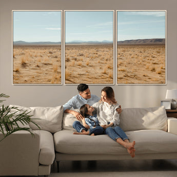 55918919-MGV-CV-36X24-Desert Landscape Wall Art – Golden Grass Plains and Mountain Horizon Canvas Print, Southwest Nature Photography Decor for Living