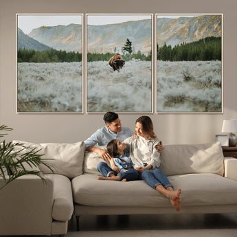 41674074-MGV-CV-36X24-Bison Wall Art – American Buffalo Wildlife Photography Canvas Print, Western Mountain Landscape Artwork Rustic Nature Decor for